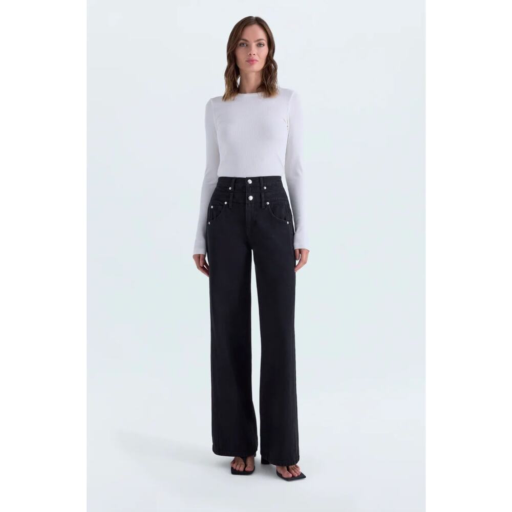 NWT Pistola Caleb High Rise Relaxed Stacked Waist Women's Black Jeans- Size 27